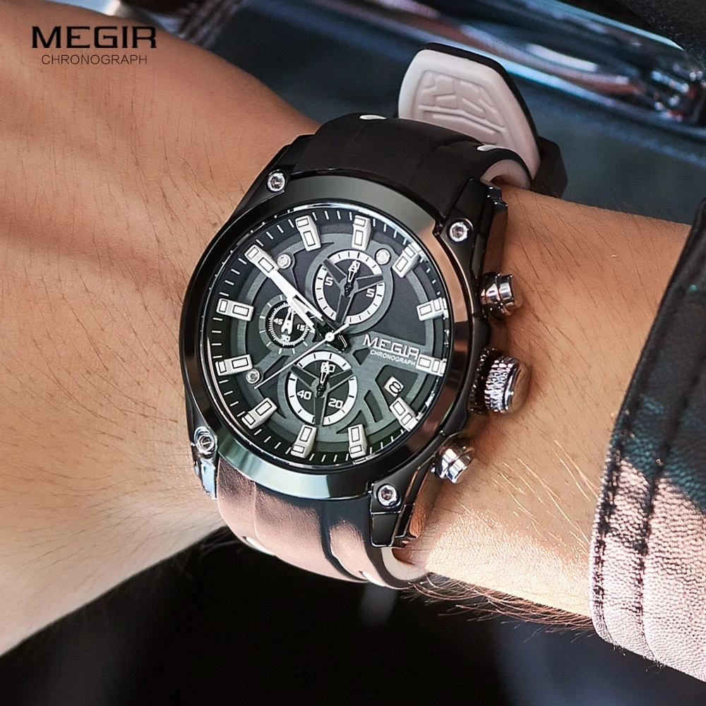 MEGIR 2020 Blau Sport Uhren für Männer Top Marke Luxus Chronograph Mann Uhr Military Quarz Uhren Luminous Relogio Masculino