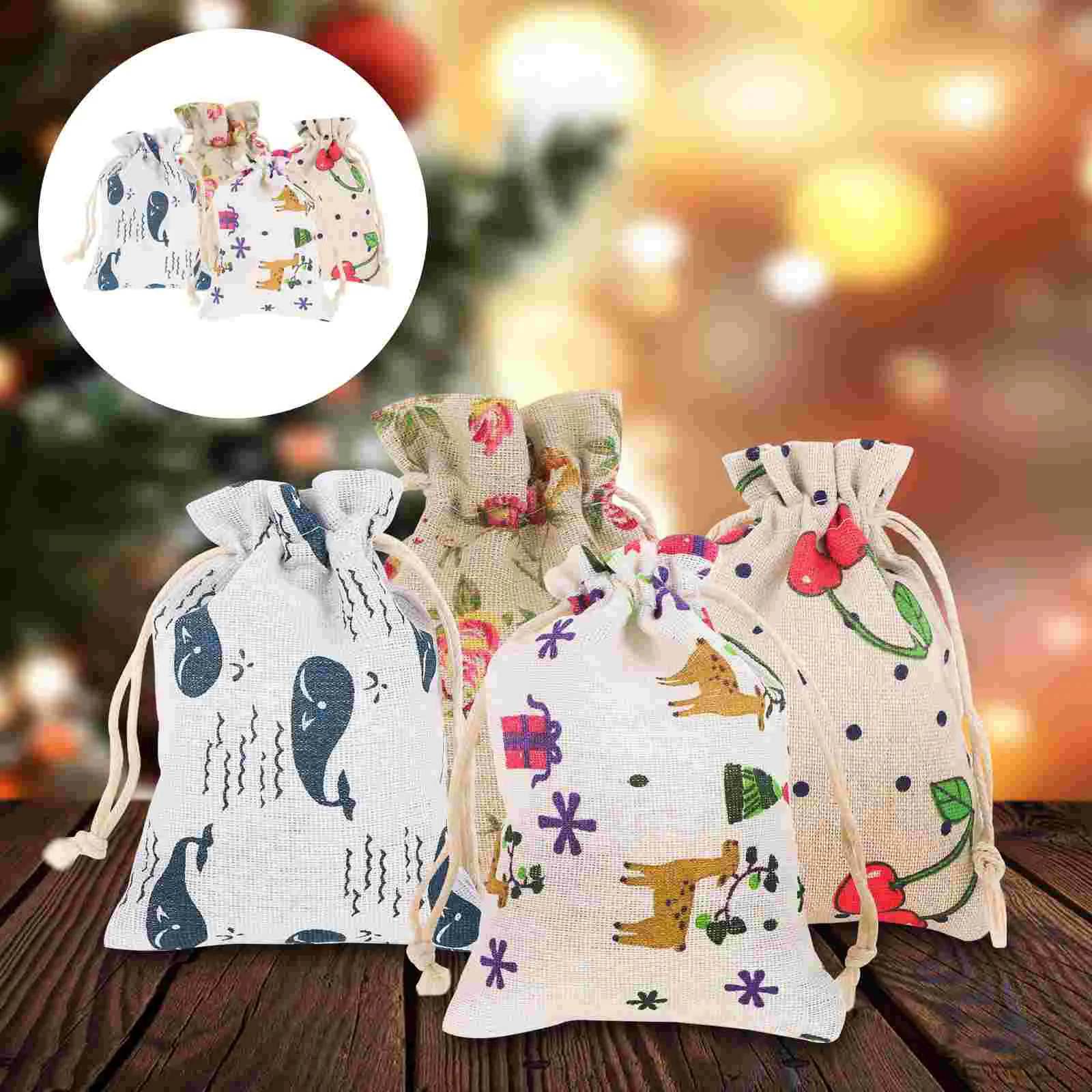 

Christmasgiftpouches Drawstring Storage Treat Candy Pouch Holiday Adorable Jewelry Useful Wedding Small Canvasgoodies Snack
