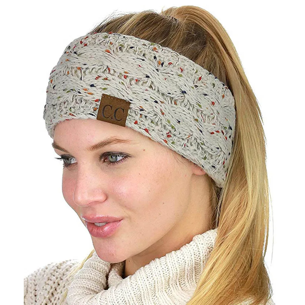 

2022 Fashion Winter Fit Warmer Knitted Headband Women CC Woolen Wide Headband Stretch Solid Hairband Headwrap Hair Accessories
