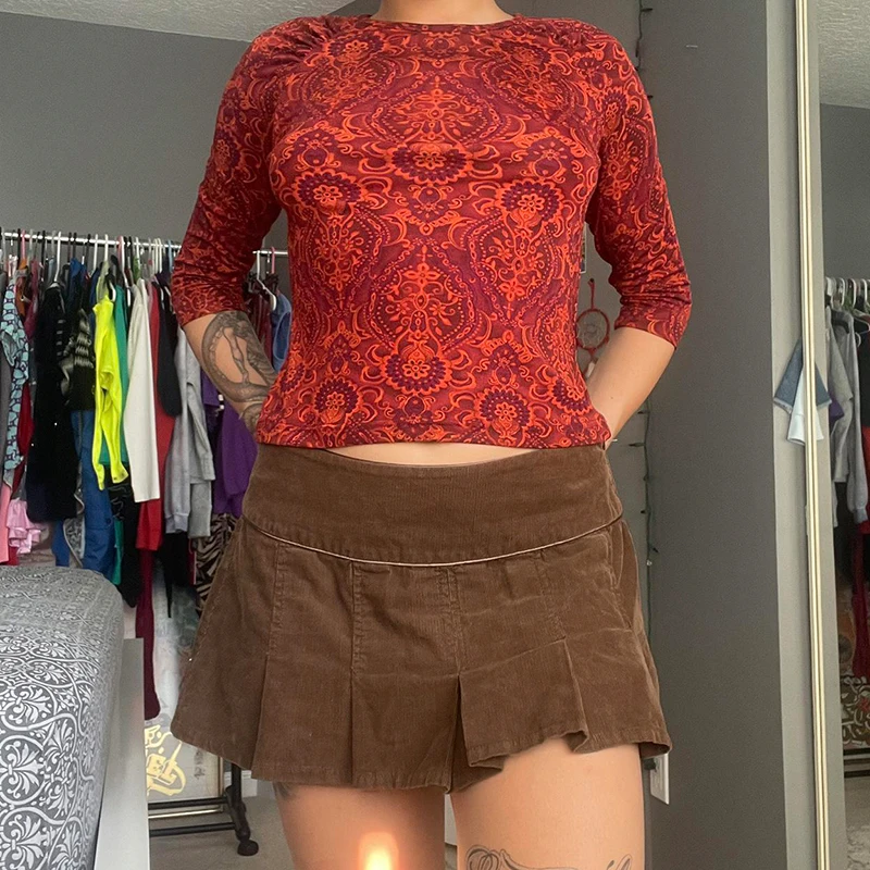 

Gaono винтажные кордровые мини-юбки Fairycore Grunge Kawaii школьная теннисная плиссированная юбка Y2K Харадзюку темная Академия одежда для женщин