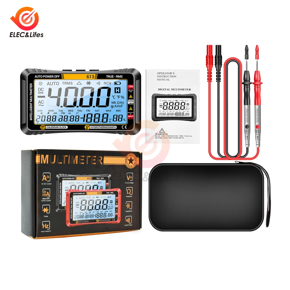 

613 умный мультиметр, измерительный тестер с отключением питания в реальном времени, амперметр переменного/постоянного тока, вольтметр, 4000 отсчетов, цифровые мультиметро-тестовые инструменты