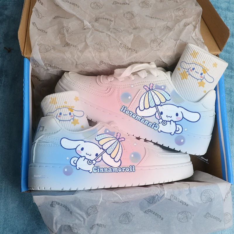 

Новые кроссовки Sanrio Kawaii Cinnamoroll аниме Студенческая обувь для бега Детская уличная повседневная обувь аниме милый подарок на день рождения