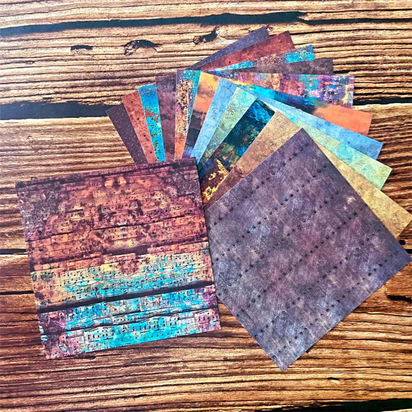 

6-inch Metal Style Theme DIY Photo Album Scrapbook Hand Account Card Making Background Paper Single Side 12 Patterns