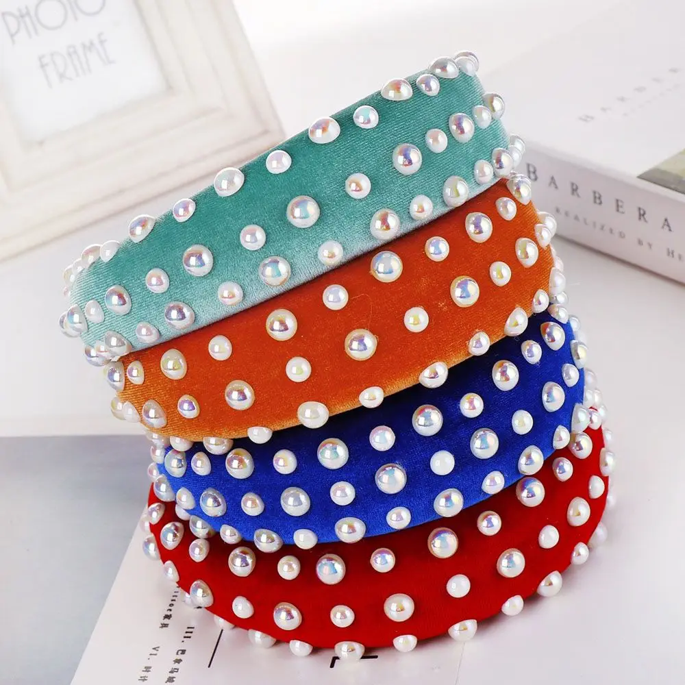 

Женская однотонная повязка на голову с искусственным жемчугом