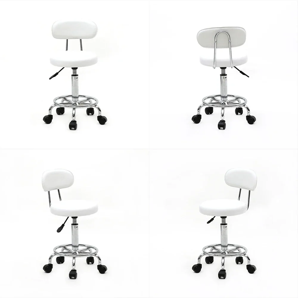 Регулируемый салонный стул круглой формы со спинкой и линией белый Cadeira De Barbeiro