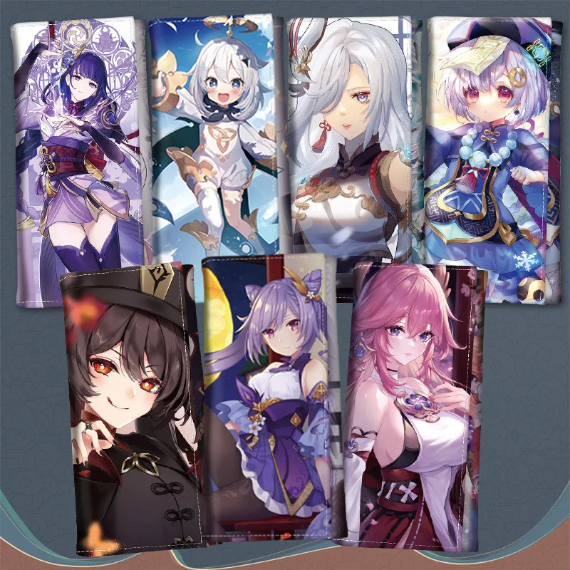

14 types 18CM Anime Long Wallet Genshin Impact Lumine Aether Jean Gunnhildr PU Leather Purse Long Clutch TOYS Gift