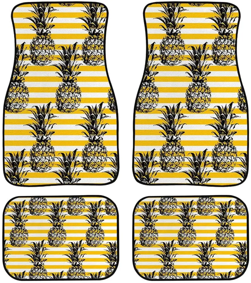

chaqlin Pineapple Universal Fit Front/Rear Carpet Car Mat for SUV Truck Floor Mats Car Rug Interior Protection 4-Piece Full Set