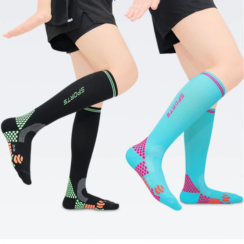 

Summer Knee Socks Professional Sports Cycling Compression Socks Running Calf Protection Pressure Stocking Big Boy Girl Men Women