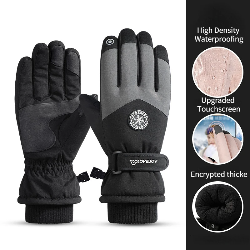

Winter Gloves Woman Skiing snowboard Motorcycle Gloves Cycling Waterproof Thickened Warm Touchscreen Five-fingers Inside Bicycle