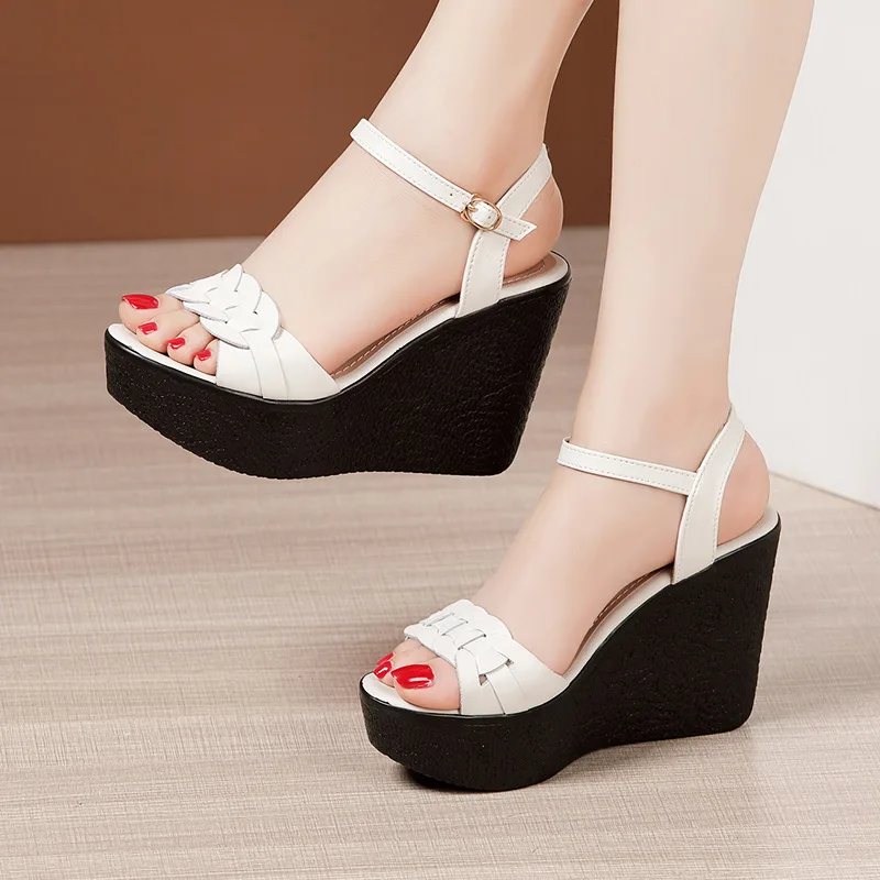 

Женские босоножки на танкетке, Классические сандалии на платформе, с открытым носком, лето 2023