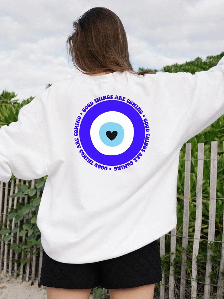 

Good Things Are Coming Pattern printing Female Sweatshirts Long Sleeves O-Neck Hoodie Casual Fashion Pullover Clothes for Women