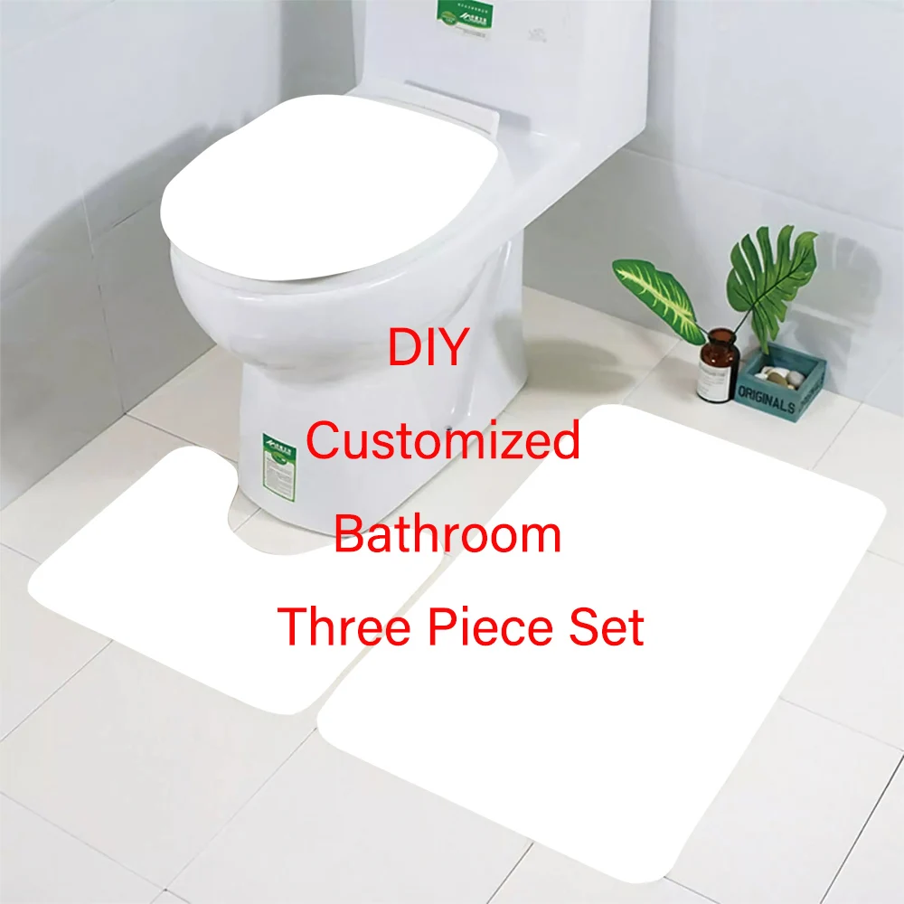 

CLOOCL DIY Customized Bathroom Three Piece Set 3D Antislip Toilet Pattern Toilet Seat Cover 3 Piece Bath Mat Rug Drop Shipping
