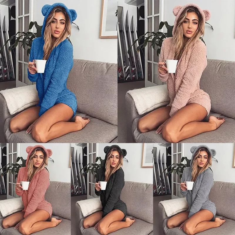

Женская флисовая Пижама с капюшоном, на осень/зиму, 5XL