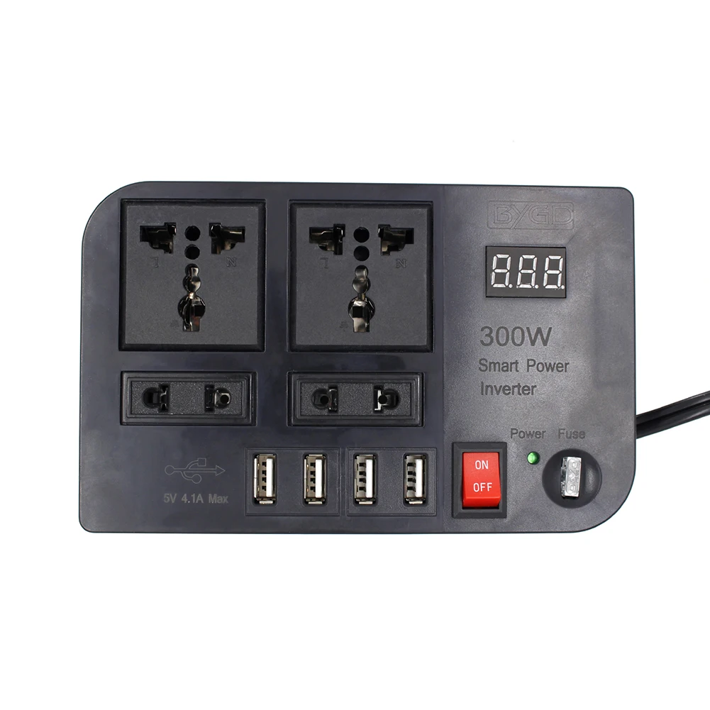 

LED Display 300W Car Inverter DC 12V to AC 220V Portable Voltage Transformer 4 USB Power Converter Splitter Adapter Universal
