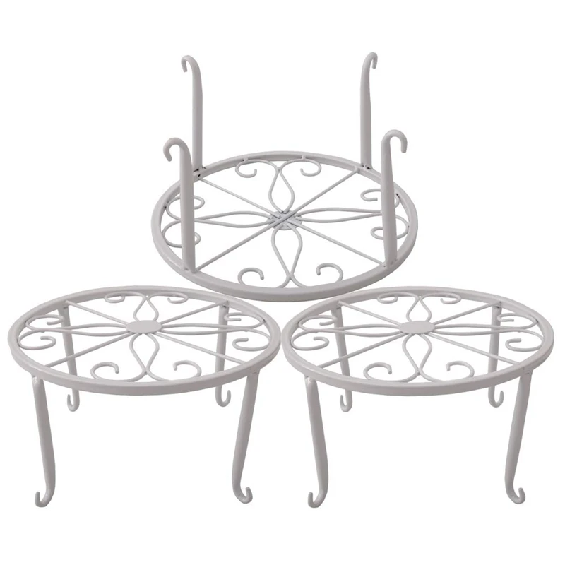 

Metal Plant Stand Floor Flower Pot Rack Iron Art Plant Stands Pot Holder,3 Pieces in One Package (White)-ABUX