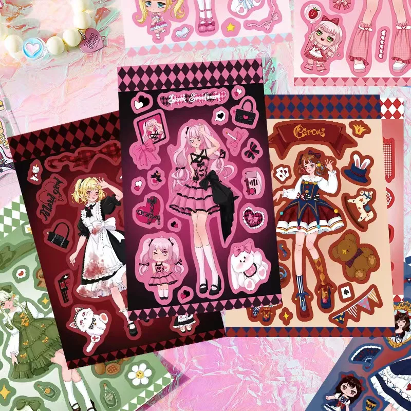 

8 Sheets Y2K Self-Adhesive Adorable Sticker, Cool Girl Series Decal, DIY Art Supplies, Diary, Party Decoration
