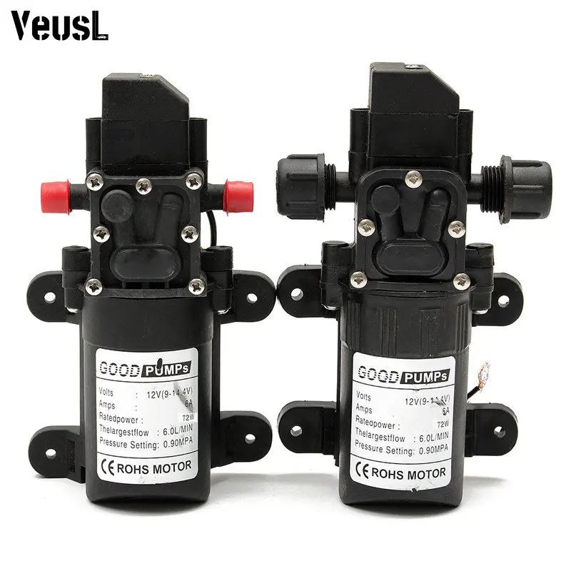

130PSI 6L/Min DC12V High Pressure Diaphragm Water Pump Self Priming Pump 70W Automatic Switch For Car Cleaning