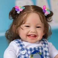24inch Reborn Toddler Mila Our Happy Baby with Rooted Long Hair Lifelike 6month Baby Size Collectible Art Doll