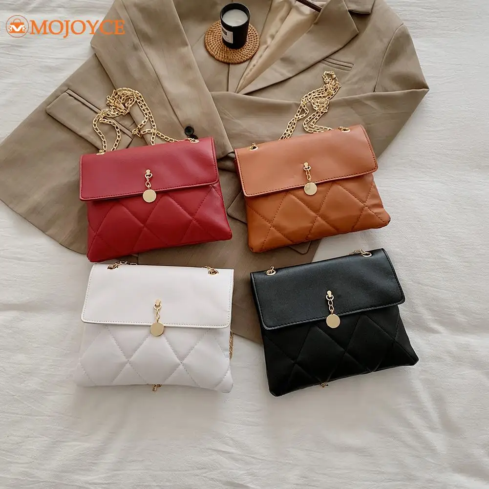 

Lattice Solid Handbag Women PU Leather Square Zipper Crossbody Bag Autumn Casual Solid Daily Travel Flap Shoulder Bags