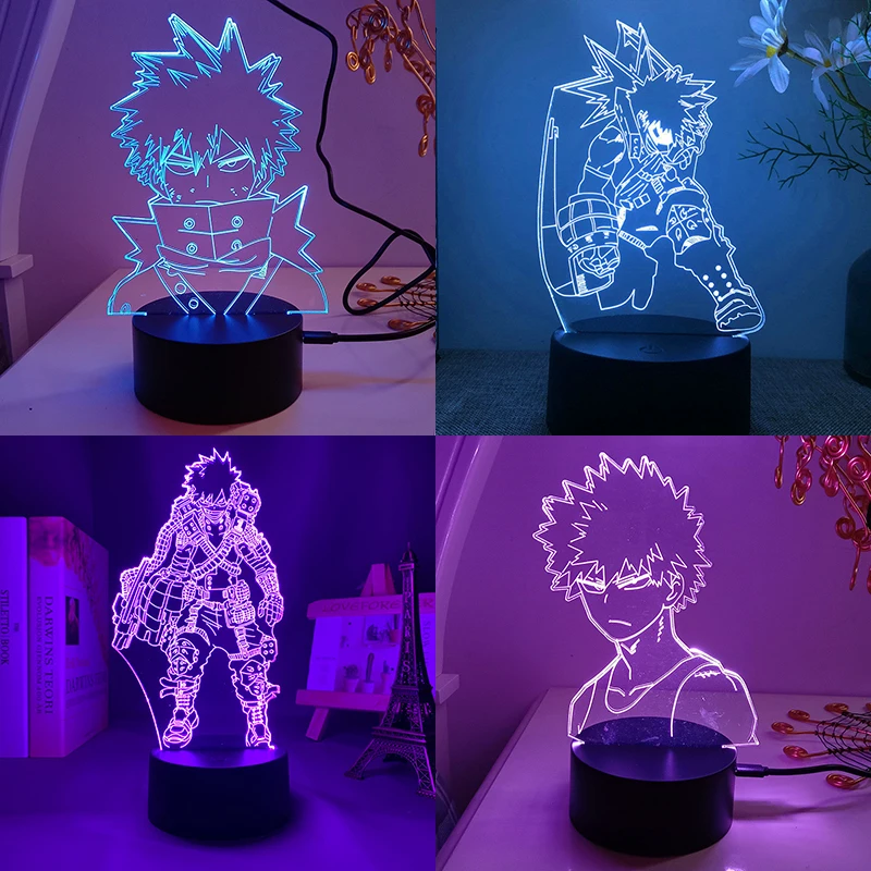 My Hero Academia Boku No Katsuki Bakugou Anime Figure 3d Led Lamp For Bedroom Night Lights Avatar Mange Room Decor kid's Gift