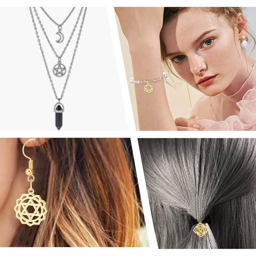 28 шт. 7 стилей 18-каратное позолоченное чакра подвески йога ОМ вдохновляющие полые