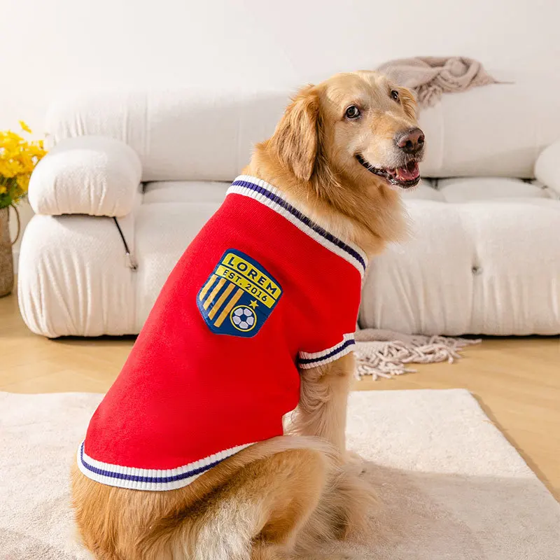 

3xl-8xl Dog Sweater Autumn and Winter Warm Sports Style Patch Pet Clothes Golden Retriever Shiba Inu Labrador Medium Large Dog