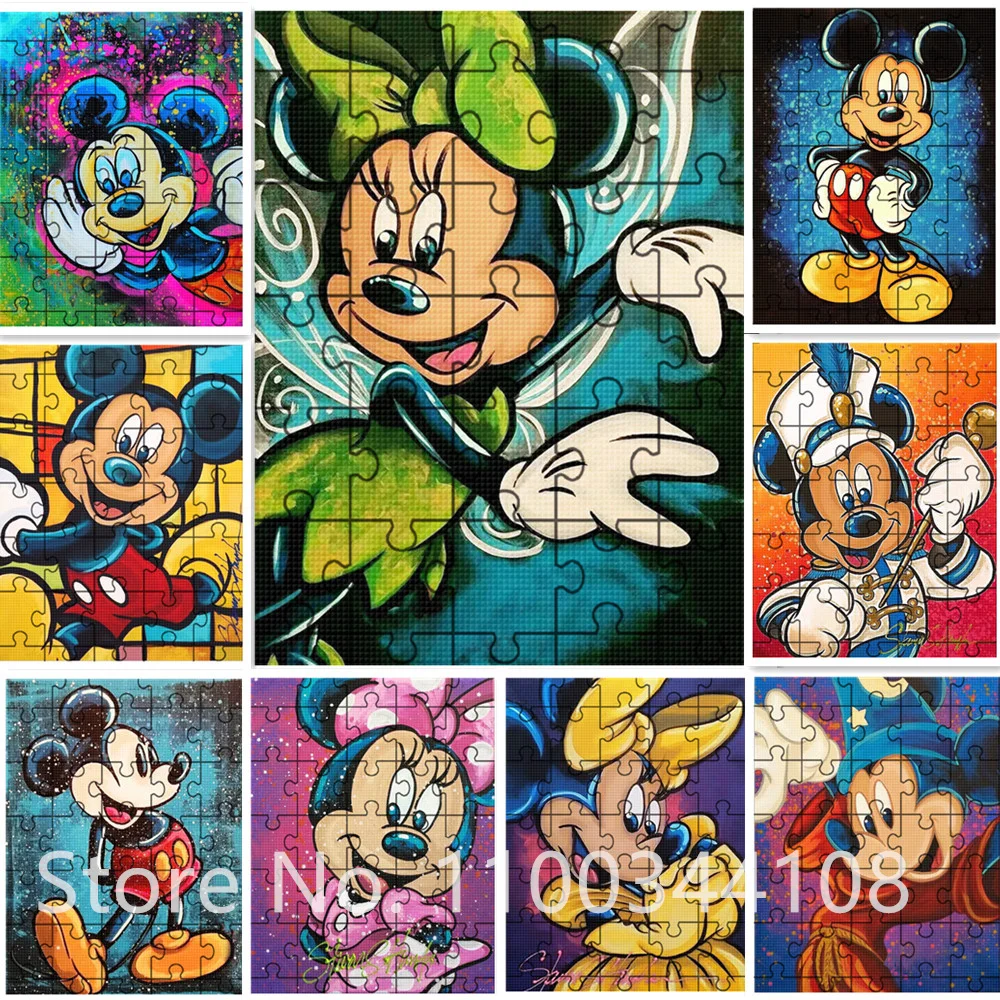 

Mickey Mouse Minnie Puzzle Disney Cartoon Characters 35 Pcs Jigsaw Puzzle for Kids Educational Toys Diy Assembling Gift