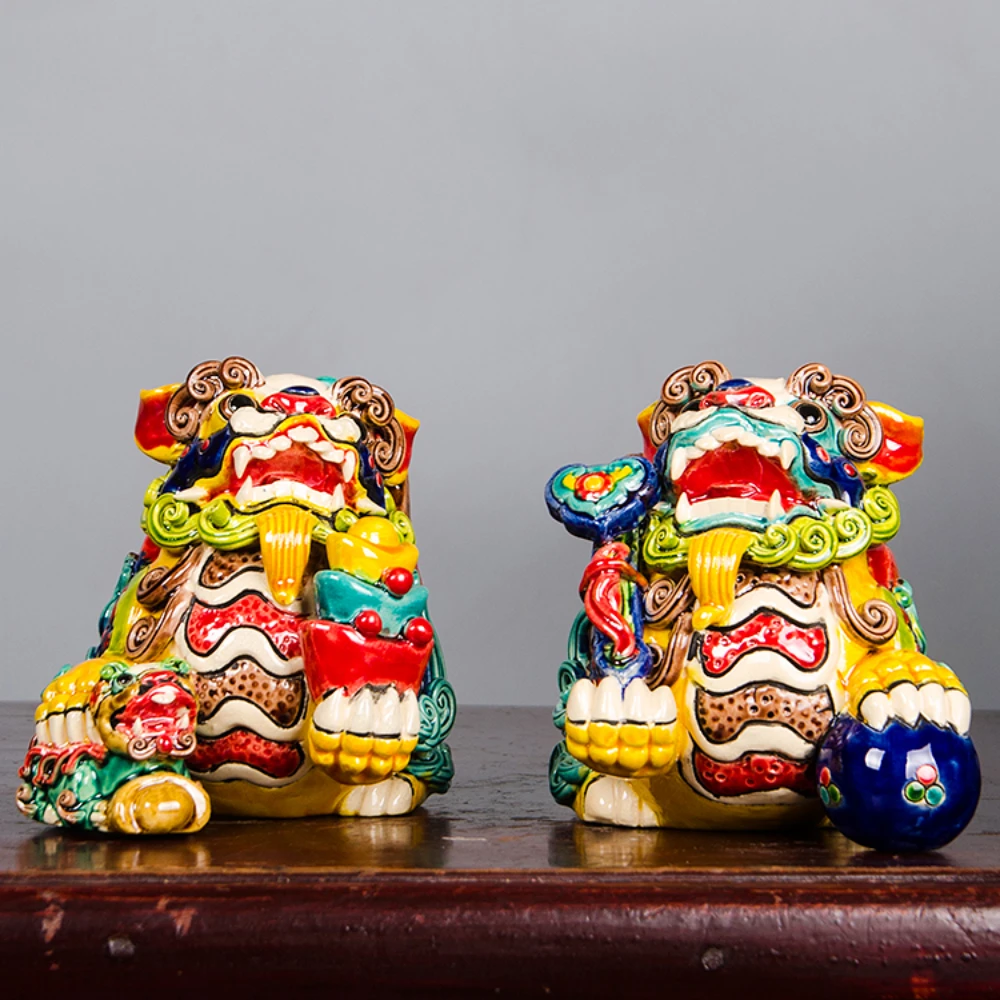 

Керамические красочные украшения Ruyi для дома, гостиной, стола, винного шкафа, декоративные поделки, пары