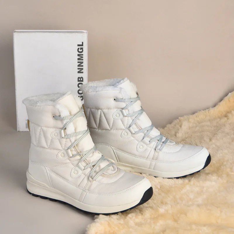 

Winter High Top Cotton Shoes Women's Large Size Warm Waterproof Snow Boots Comfortable Thick Soled Flats Botas De Invierno Mujer
