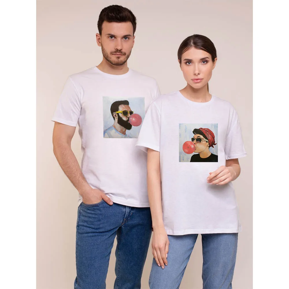 

Летняя Милая футболка с принтом для женщин и мужчин, забавная черная Повседневная хлопковая одежда, футболки, топы, футболки с коротким рука...