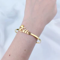 custom name womens adjustable bracelet personality stainless steel jewelry mens fashion opening bangle birthday gift for friend