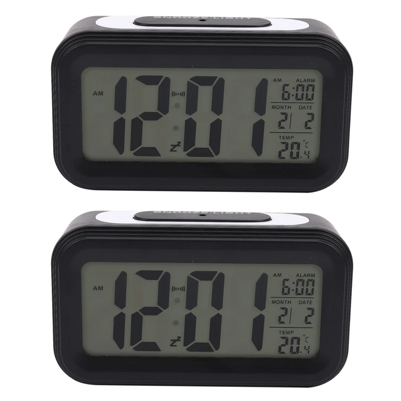 

2X [Upgrade Version] Battery Operated Alarm Clock,Electronic Large Lcd Display Digital Alarm Clocks With Snooze (Black)