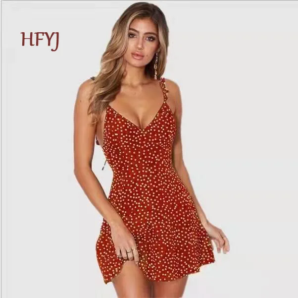 

Boho Women’s Dress Camisole Straps dress Backless Polka Dot Sundress Casual Fashion Beach Women Party dresses Women's swimsuit