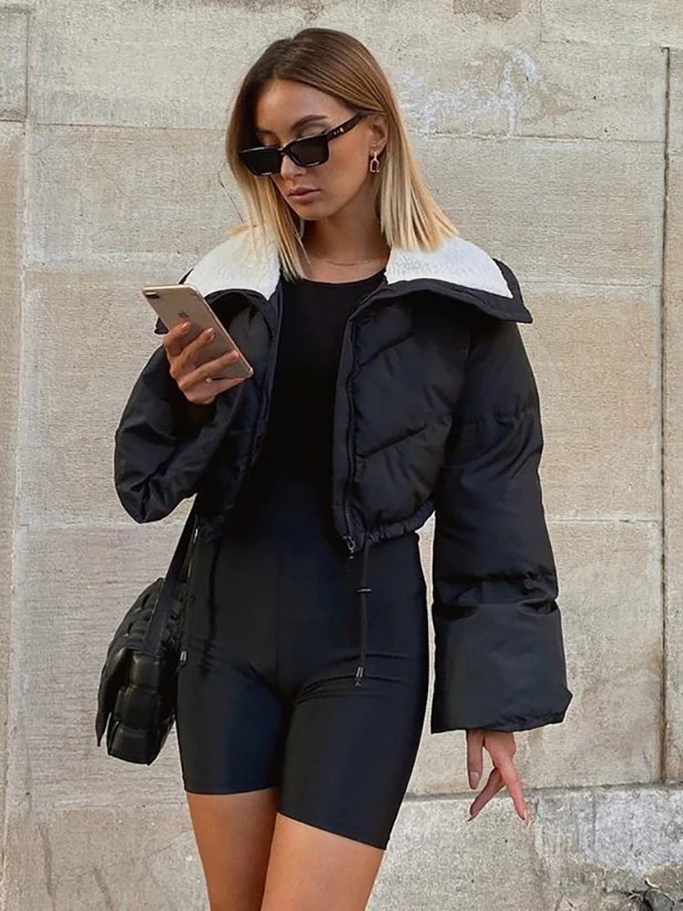 Collar Long sleeve Zipper Drawstring Winter Spring Fall Jackets