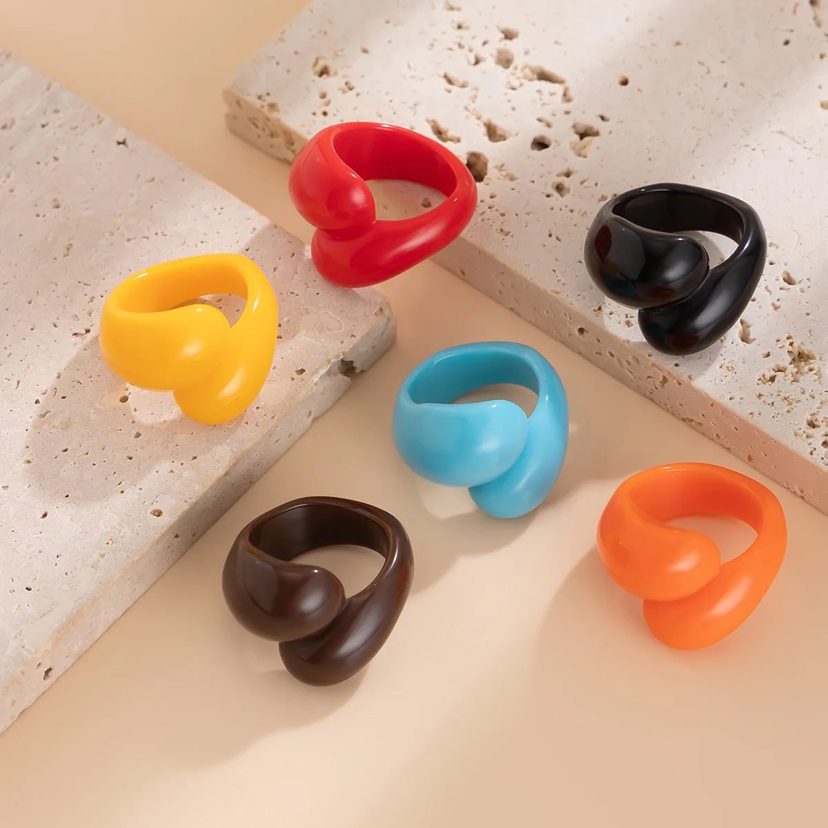 KMVEXO новые корейские красочные прозрачные каплевидные Акриловые Кольца из смолы