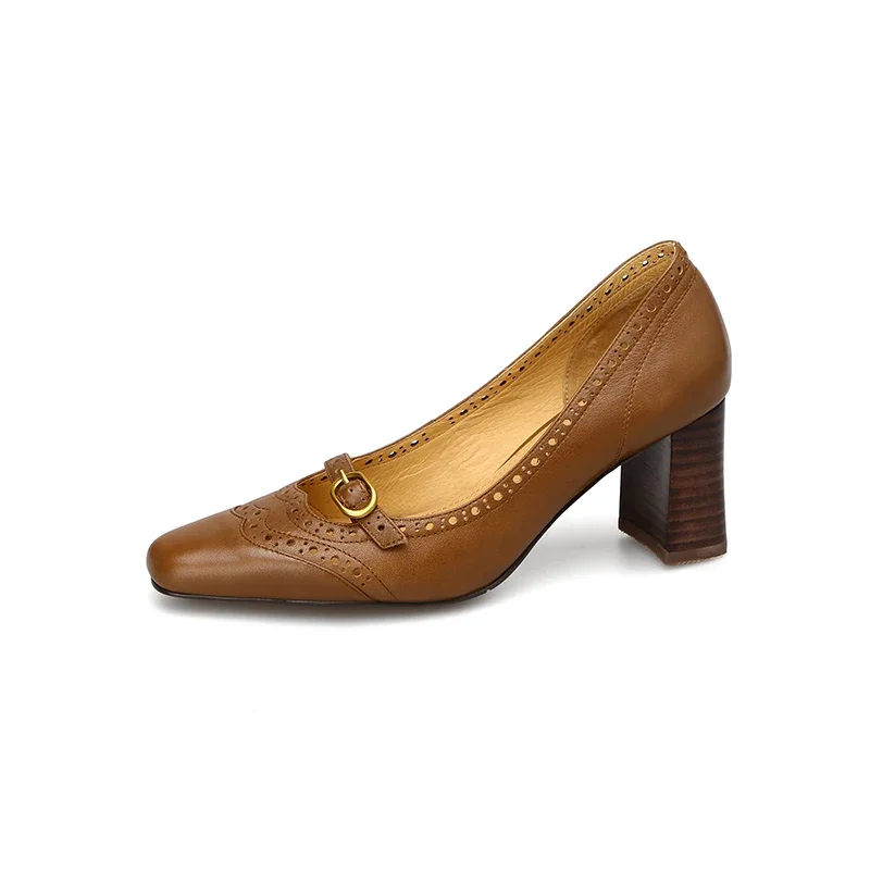 Женские туфли-лодочки из натуральной кожи на высоком каблуке 22-25 см