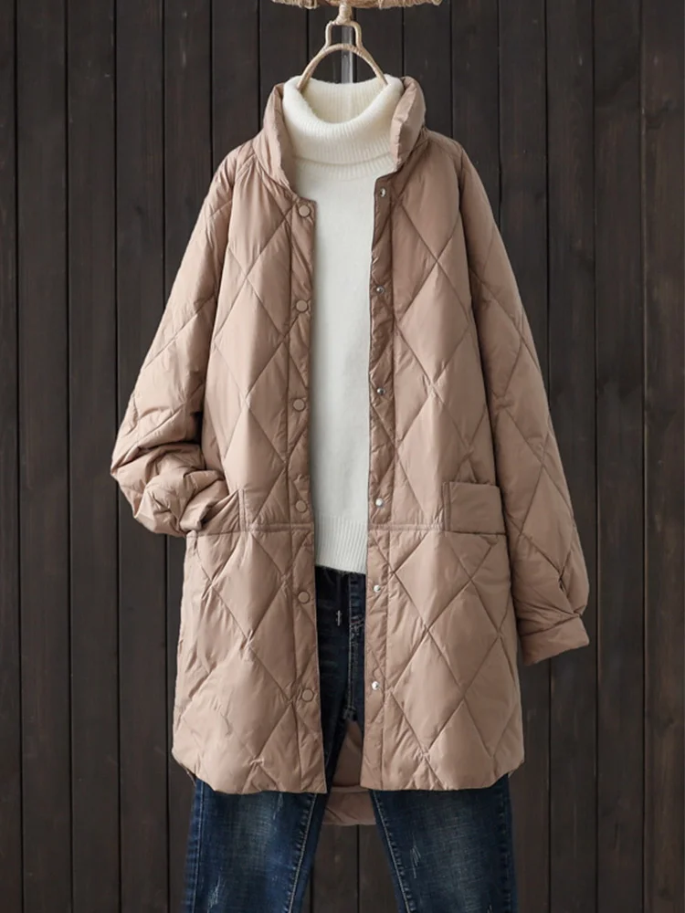 

2022 Winter Women's 90% White Duck Down Jacket Female Warm Oversized Single Breasted Puffer Coat Ladies Outwear Causal