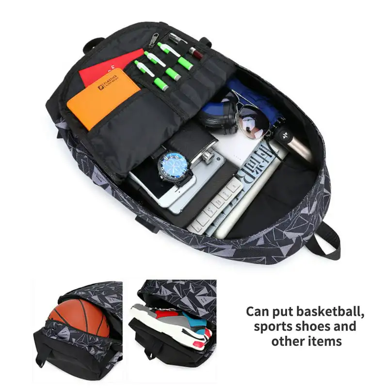 

cloth Student school bag Unisex backpack Outdoor large capacity backpack Mountaineering bag Travel backpack Basketball bag, Blue
