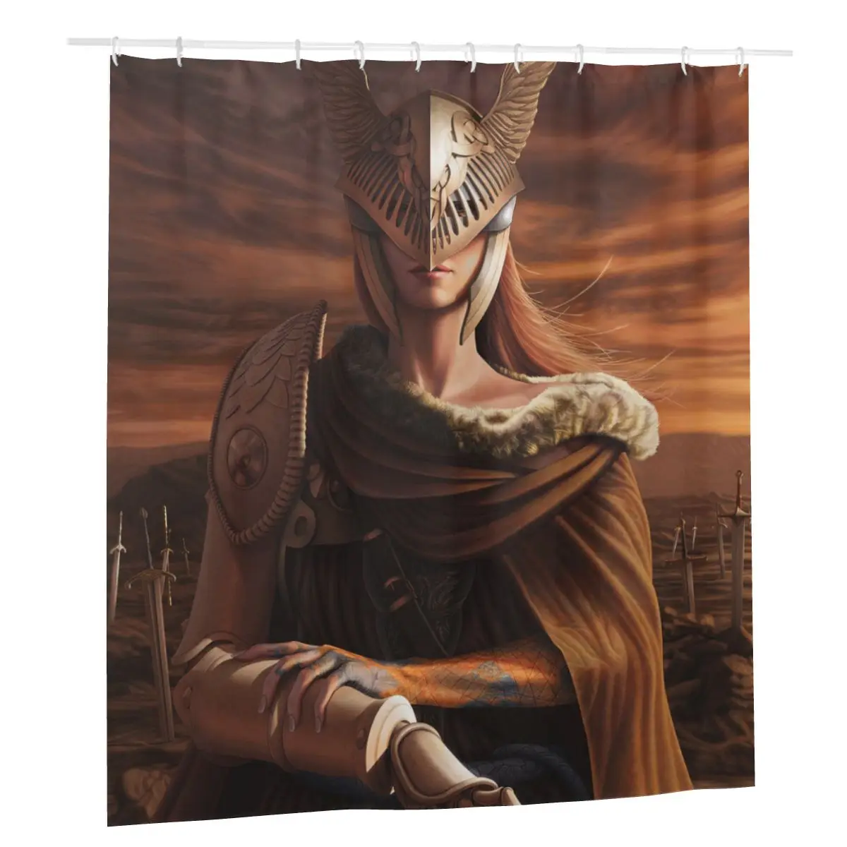 

Elden душевая занавеска с кольцом для геймеров, занавеска для ванны из полиэстера, утолщенная занавеска для ванны разных размеров с 12 крючками