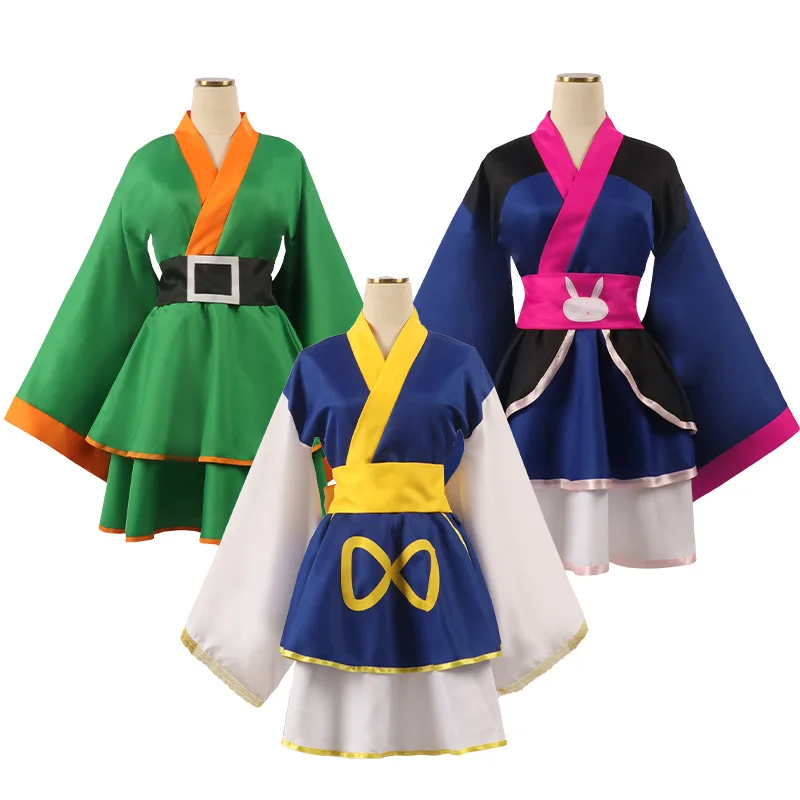 Anime HUNTER×HUNTER GON FREESS Kurapika Kimono Suit Cosplay Costume Dva Lolita Skirt Woman Party Clothes Halloween Costume