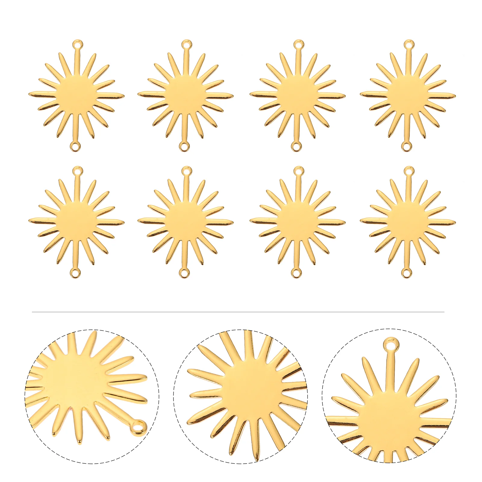 

10 Pcs Gold Earrings Floral Jewelry Accessories Glossy Connectors Copper Links Simple Plated Sunflower Pendants