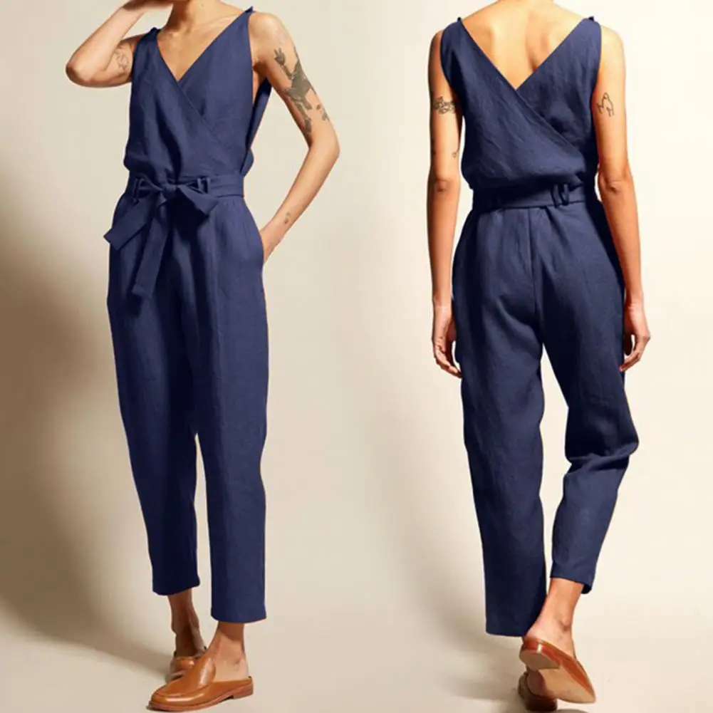 

Fashion Summer Romper Sexy Breathable Mid Waist Deep Crotch Deep V Neck Women Romper