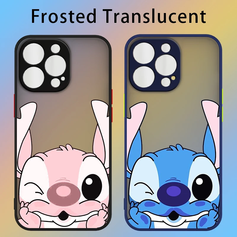 

Cartoon Lilo Stitch For Apple IPhone 13 12 Mini 11 Pro XS MAX XR X 8 7 6 SE Plus Frosted Translucent Phone Case Cover