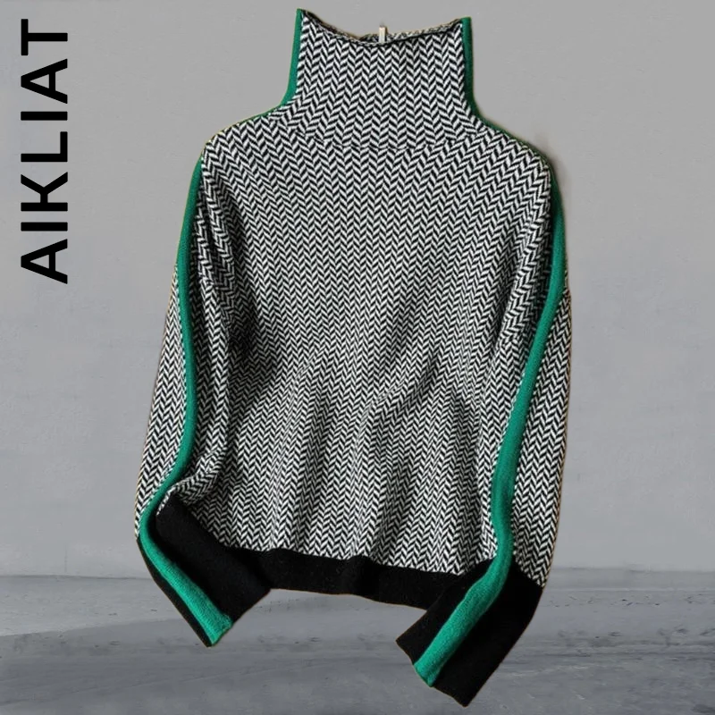 

Aikliat New Turtleneck Knitted Women Sweater Cheap Warm Women's Sweater Chic Korean Sweaters Ladies Pullover Sweet Clothes