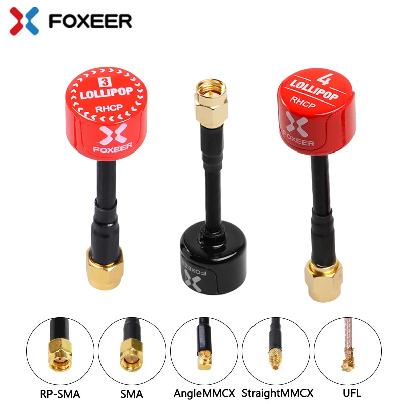 Foxeer Lollipop 3 V3 антенна 5,8G 2.3Dbi Lollipop 4 V4 антенна 2.6Dbi RHCP SMA RPSMA UFL прямой угол/MMCX для радиоуправляемых дронов