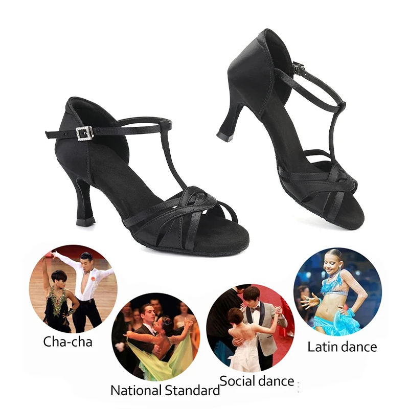 SWDZM SILK Women‘s Latin Dance Shoes Salsa Tango High Heel Soft Bottom Dance Shoes 5cm / 8.5cm Girls Salsa Ballroom Shoes