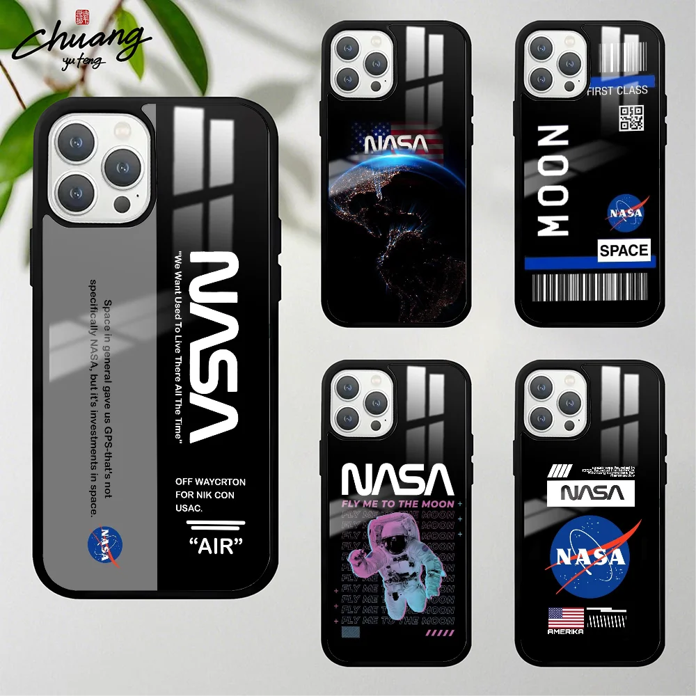 Чехол для телефона N-NASA-USA 11 12 13 14 15 16 Pro Max mini Plus чехол с матовым зеркалом