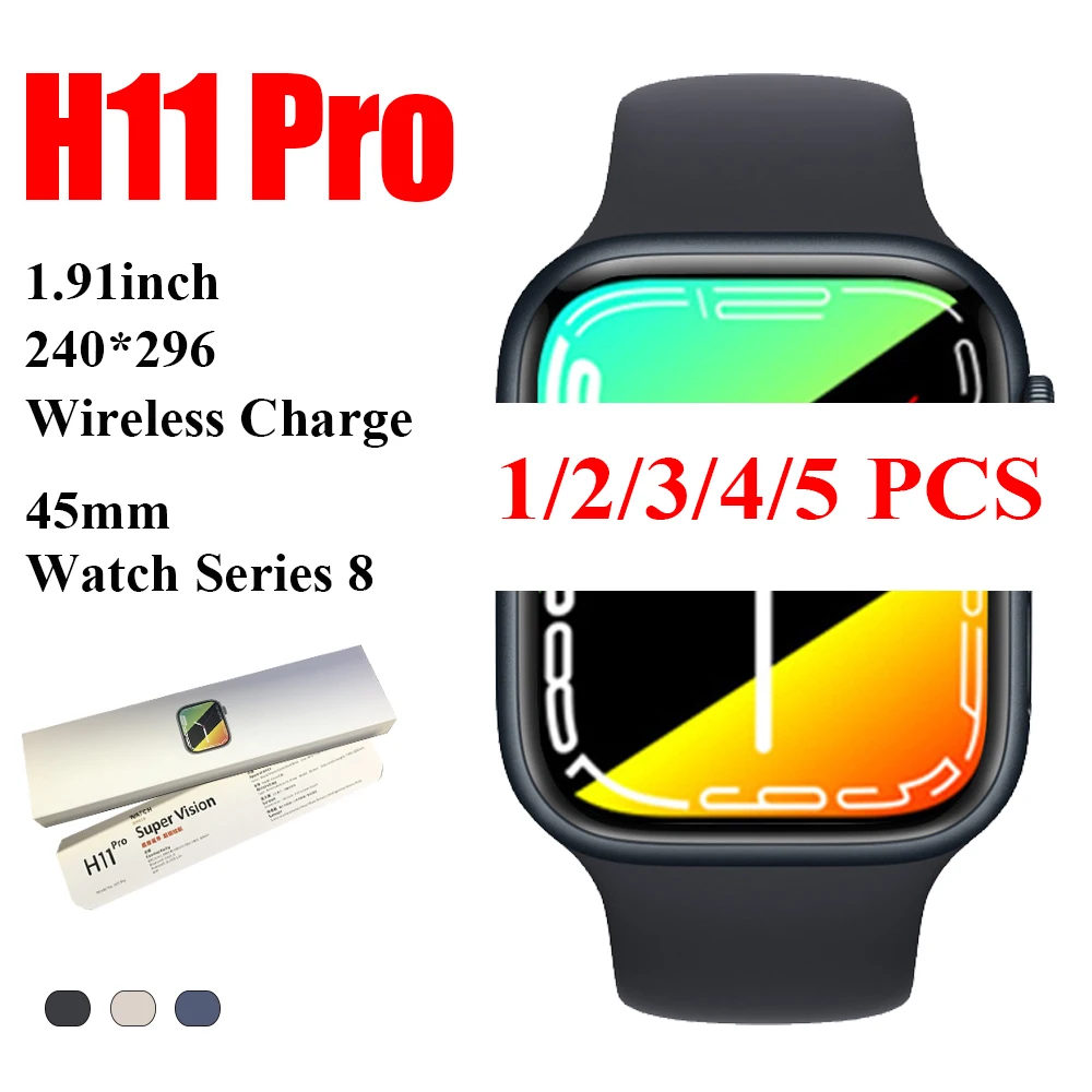 

Series 8 Smart Watch H11 Pro 1.9inch Full Screen Bluetooth Call 173 Sport Modes GPS Tracking with Strap Lock Pk W28 Pro