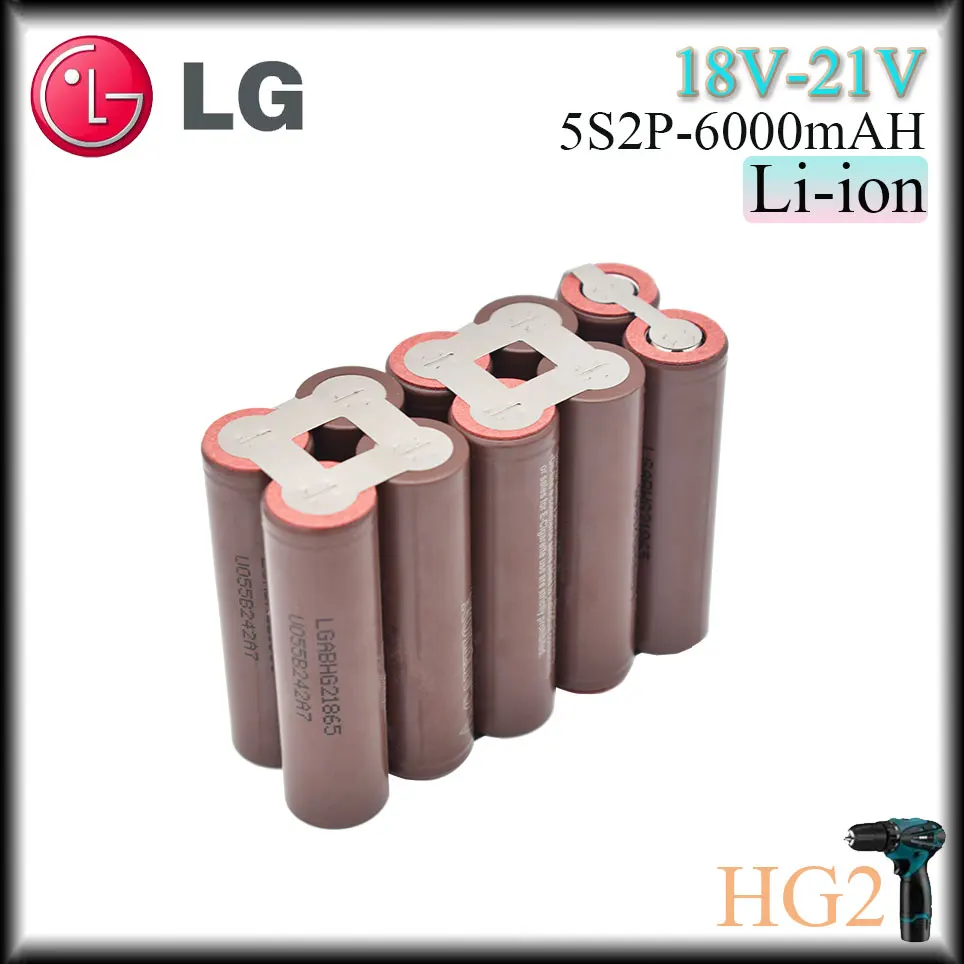 

NEW HG2 18650 3000mAh 6000mAh 20amps 3S 4S 5S 6S 8S 7.4V 12.6V 14.8V 18V 25.2V 29.6V For Screwdriver batteries weld battery pack
