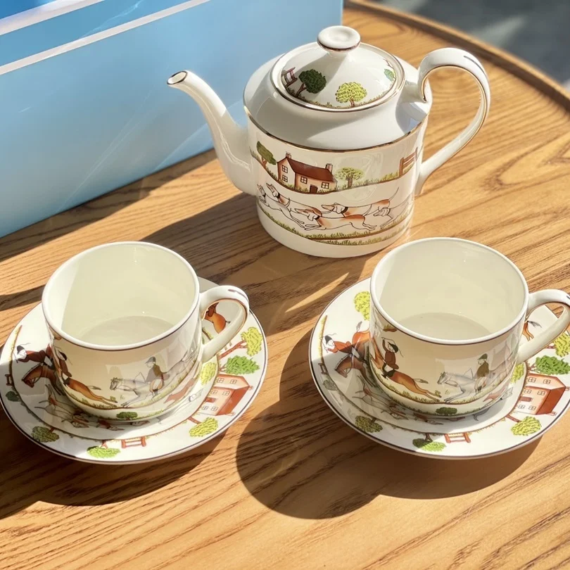 

European-Style W Weizhi Hunting Bone China Coffee Pot Teapot Coffee Set Afternoon Tea Cup Tea Set High Sense
